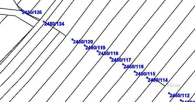 Parcela st. 2450/118 v KÚ Domamil, Katastrální mapa