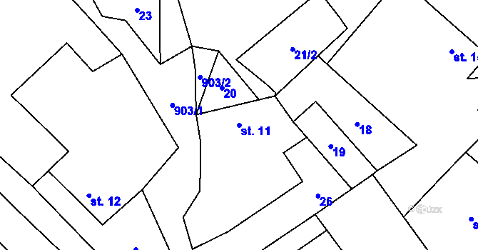 Parcela st. 11 v KÚ Babčice, Katastrální mapa