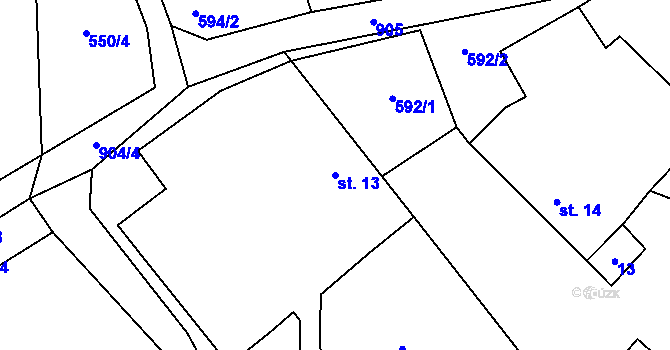 Parcela st. 13 v KÚ Babčice, Katastrální mapa