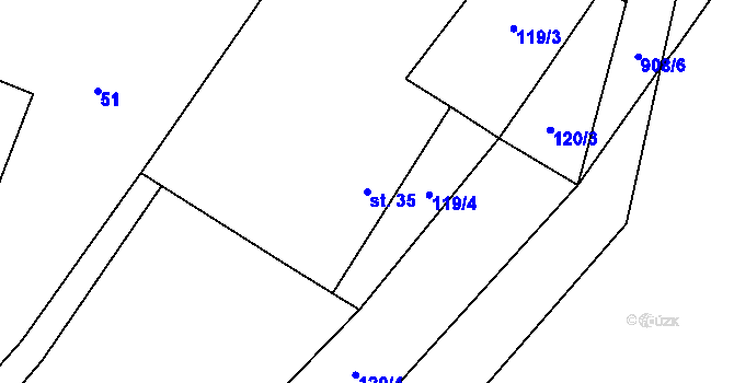 Parcela st. 35 v KÚ Babčice, Katastrální mapa