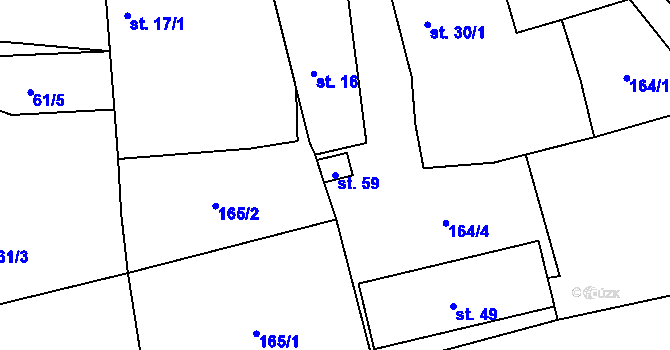 Parcela st. 59 v KÚ Domamyšl, Katastrální mapa