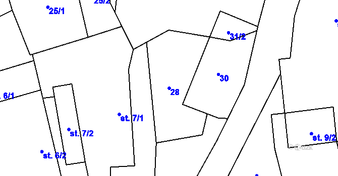 Parcela st. 28 v KÚ Domamyšl, Katastrální mapa