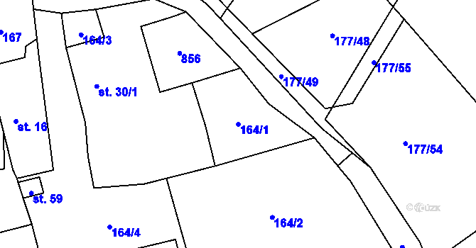 Parcela st. 164/1 v KÚ Domamyšl, Katastrální mapa