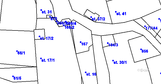 Parcela st. 167 v KÚ Domamyšl, Katastrální mapa
