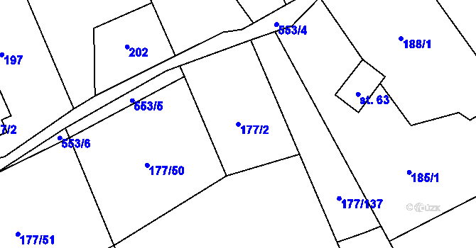 Parcela st. 177/2 v KÚ Domamyšl, Katastrální mapa