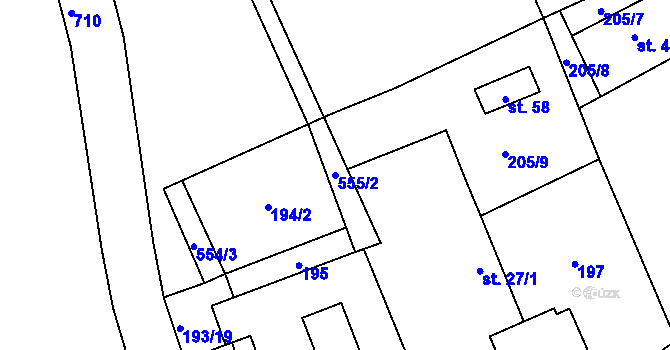 Parcela st. 555/2 v KÚ Domamyšl, Katastrální mapa