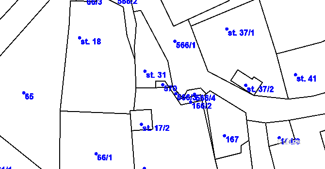 Parcela st. 570 v KÚ Domamyšl, Katastrální mapa