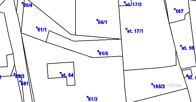Parcela st. 61/5 v KÚ Domamyšl, Katastrální mapa