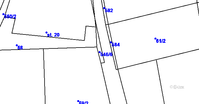 Parcela st. 546/6 v KÚ Domamyšl, Katastrální mapa