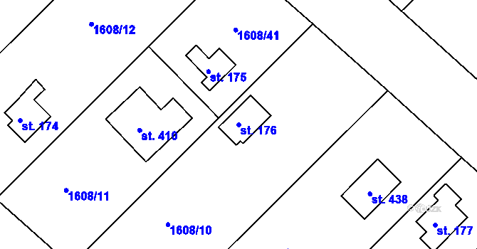 Parcela st. 176 v KÚ Domanín u Třeboně, Katastrální mapa