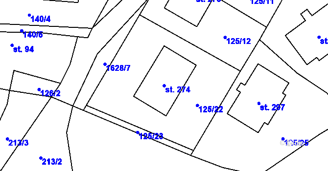 Parcela st. 274 v KÚ Domanín u Třeboně, Katastrální mapa