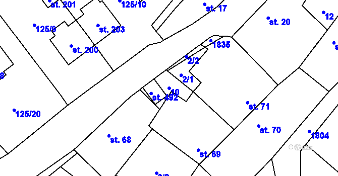 Parcela st. 10 v KÚ Domanín u Třeboně, Katastrální mapa