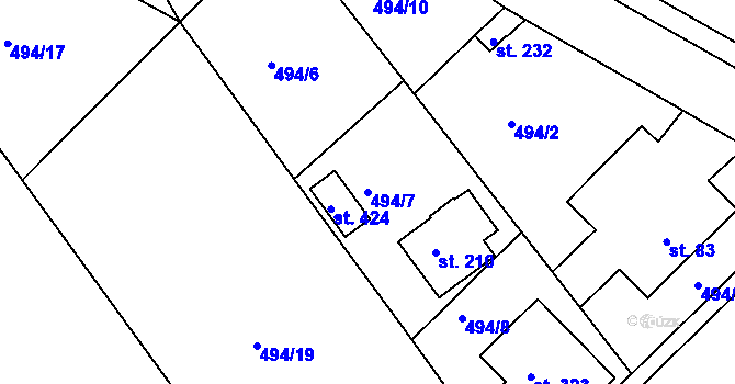 Parcela st. 494/7 v KÚ Domanín u Třeboně, Katastrální mapa