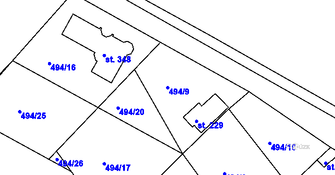 Parcela st. 494/9 v KÚ Domanín u Třeboně, Katastrální mapa