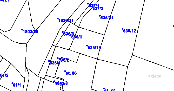 Parcela st. 535/15 v KÚ Domanín u Třeboně, Katastrální mapa