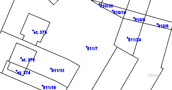 Parcela st. 811/9 v KÚ Domanín u Třeboně, Katastrální mapa