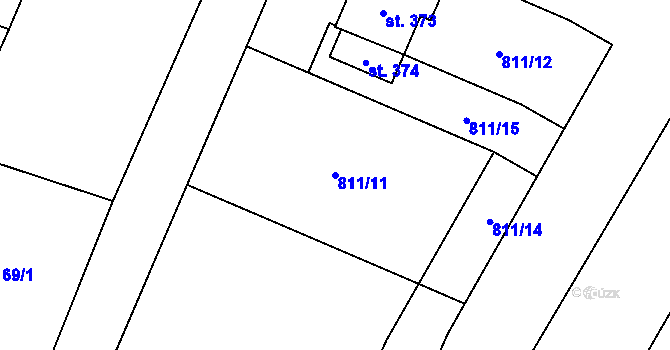 Parcela st. 811/11 v KÚ Domanín u Třeboně, Katastrální mapa