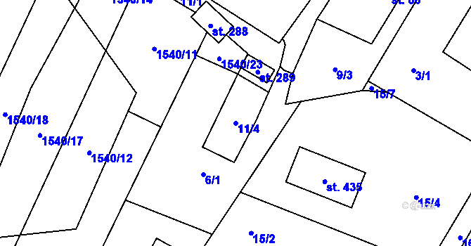 Parcela st. 11/4 v KÚ Domanín u Třeboně, Katastrální mapa