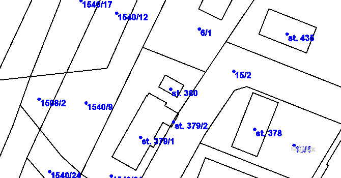 Parcela st. 380 v KÚ Domanín u Třeboně, Katastrální mapa