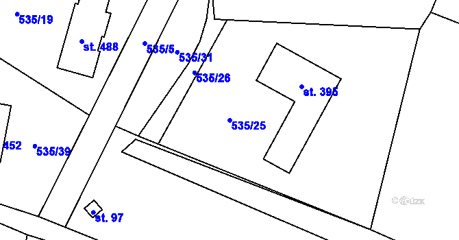 Parcela st. 535/25 v KÚ Domanín u Třeboně, Katastrální mapa