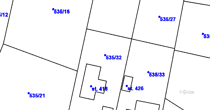 Parcela st. 535/32 v KÚ Domanín u Třeboně, Katastrální mapa