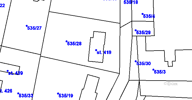 Parcela st. 419 v KÚ Domanín u Třeboně, Katastrální mapa