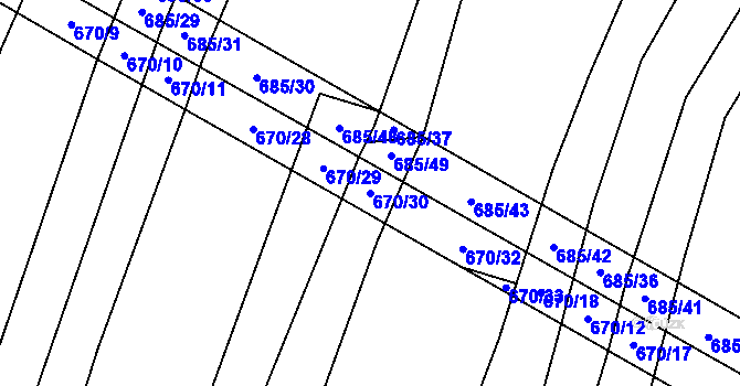 Parcela st. 670/30 v KÚ Domanín u Třeboně, Katastrální mapa