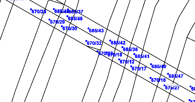 Parcela st. 670/33 v KÚ Domanín u Třeboně, Katastrální mapa