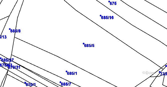 Parcela st. 685/5 v KÚ Domanín u Třeboně, Katastrální mapa