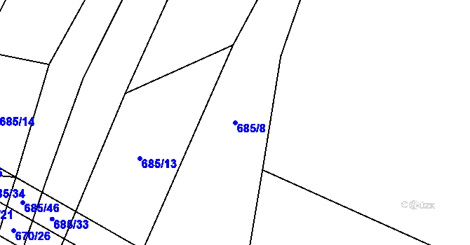 Parcela st. 685/8 v KÚ Domanín u Třeboně, Katastrální mapa