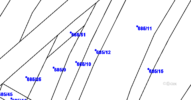 Parcela st. 685/12 v KÚ Domanín u Třeboně, Katastrální mapa