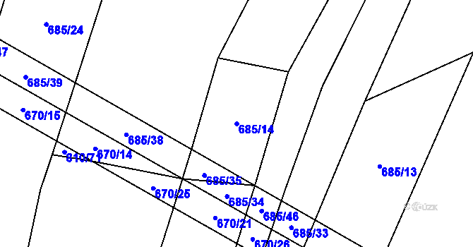 Parcela st. 685/14 v KÚ Domanín u Třeboně, Katastrální mapa