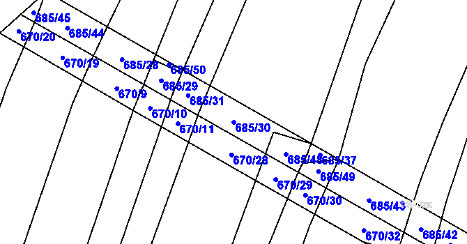 Parcela st. 685/30 v KÚ Domanín u Třeboně, Katastrální mapa