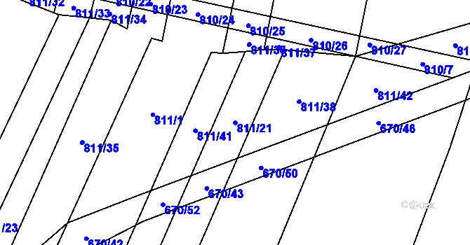 Parcela st. 811/21 v KÚ Domanín u Třeboně, Katastrální mapa