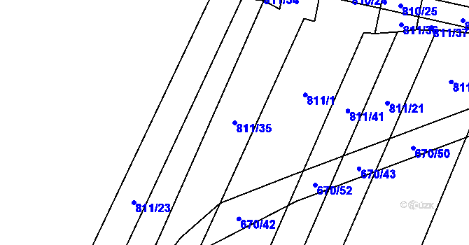 Parcela st. 811/35 v KÚ Domanín u Třeboně, Katastrální mapa