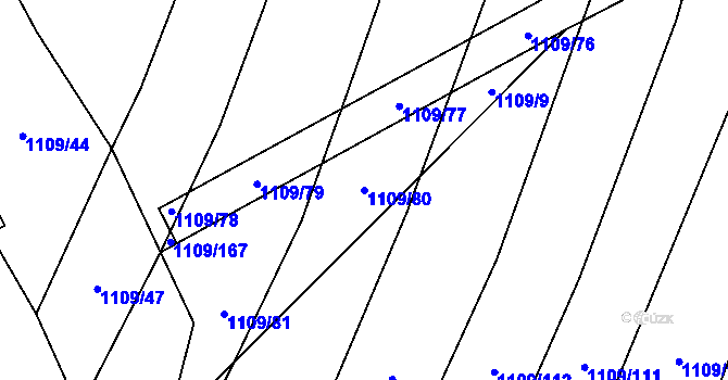 Parcela st. 1109/80 v KÚ Domanín u Třeboně, Katastrální mapa