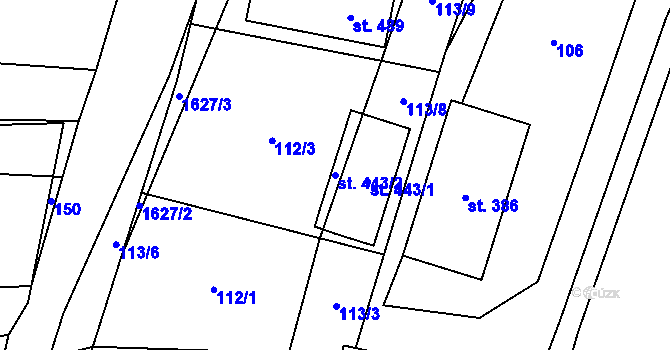 Parcela st. 443/2 v KÚ Domanín u Třeboně, Katastrální mapa