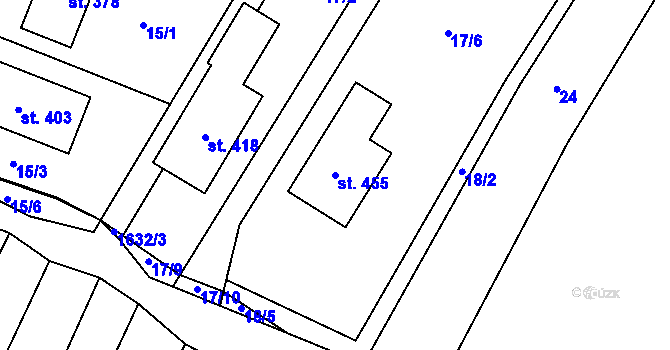 Parcela st. 455 v KÚ Domanín u Třeboně, Katastrální mapa
