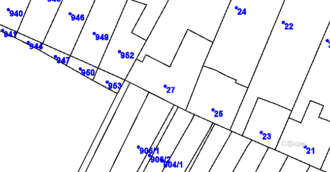 Parcela st. 27 v KÚ Domanín, Katastrální mapa