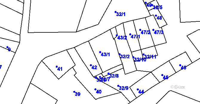 Parcela st. 43/1 v KÚ Domanín, Katastrální mapa