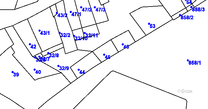Parcela st. 45 v KÚ Domanín, Katastrální mapa