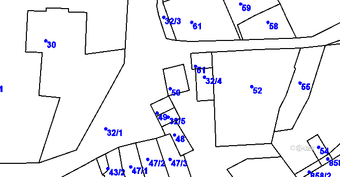 Parcela st. 50 v KÚ Domanín, Katastrální mapa