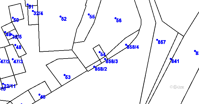 Parcela st. 54 v KÚ Domanín, Katastrální mapa