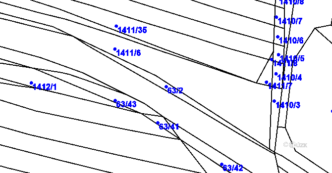 Parcela st. 63/2 v KÚ Domanín, Katastrální mapa