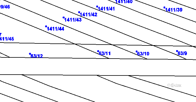 Parcela st. 63/11 v KÚ Domanín, Katastrální mapa