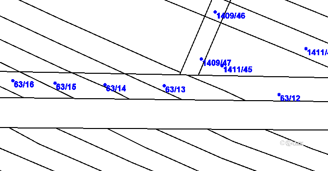 Parcela st. 63/13 v KÚ Domanín, Katastrální mapa