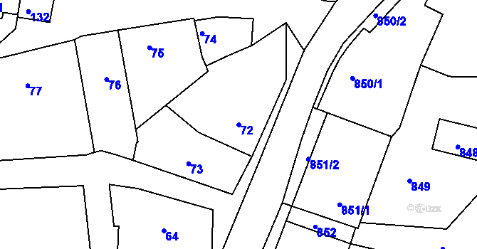 Parcela st. 72 v KÚ Domanín, Katastrální mapa