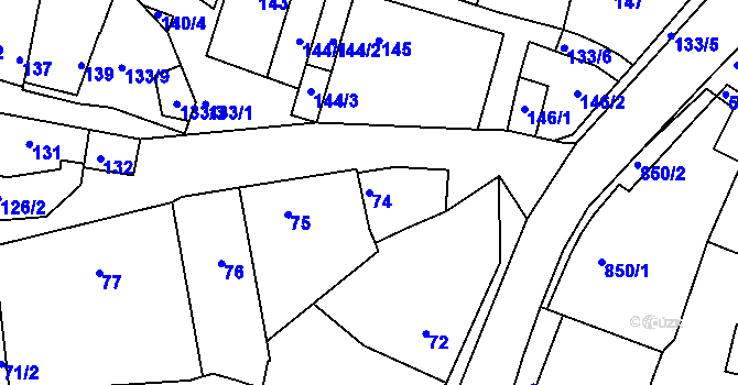 Parcela st. 74 v KÚ Domanín, Katastrální mapa
