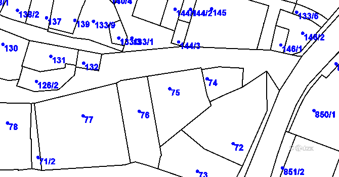 Parcela st. 75 v KÚ Domanín, Katastrální mapa