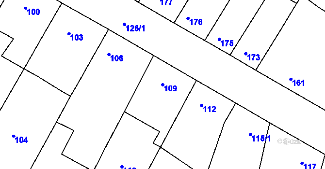 Parcela st. 109 v KÚ Domanín, Katastrální mapa